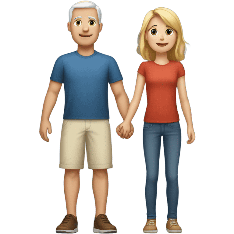 white father and white daughter holding their hands and seen from the back emoji