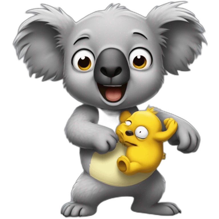 koala fighting Homer Simpson emoji