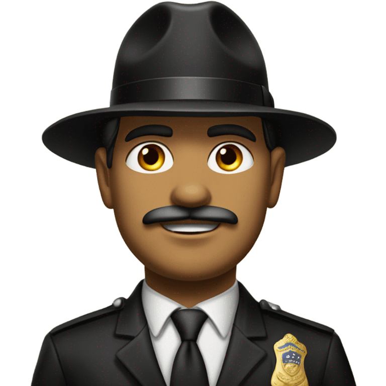 Hawaiian, 1899 style, western police commissioner, with a black suit and tie  emoji