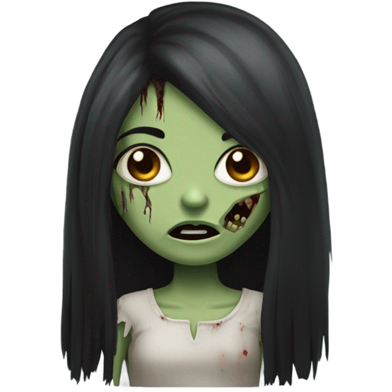 girl zombie with black long hair and franja  emoji