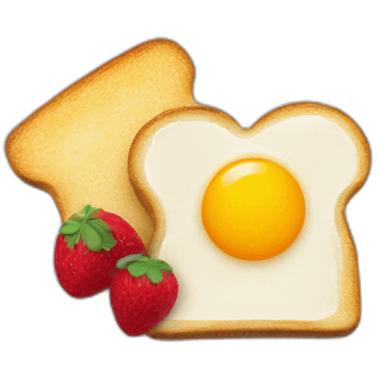 Plate with toast, egg and cut fruit emoji