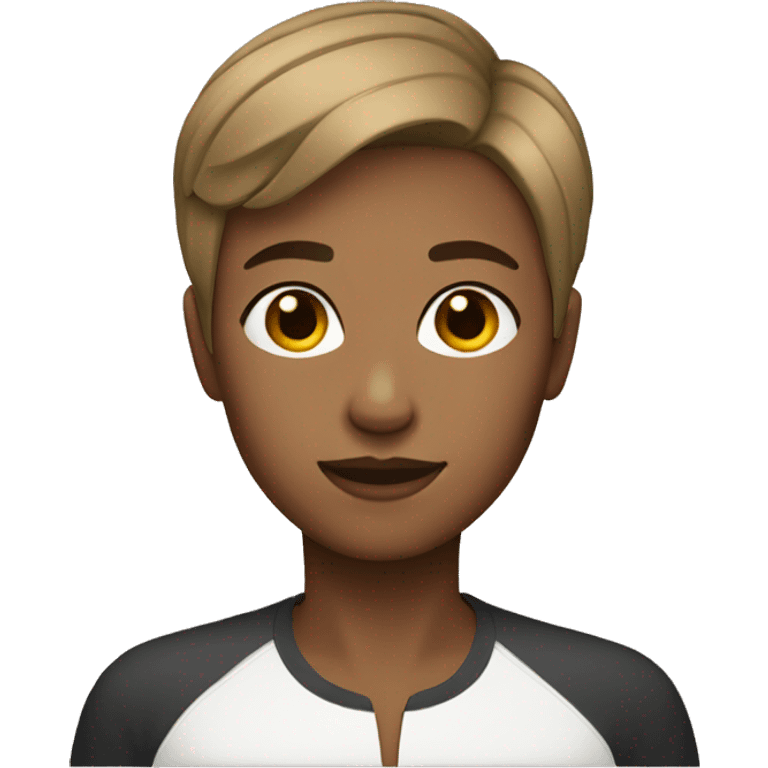 iOS woman with short hair, brown, emoji, androgynous emoji