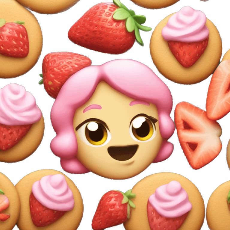 strawberry shortcake cookie emoji