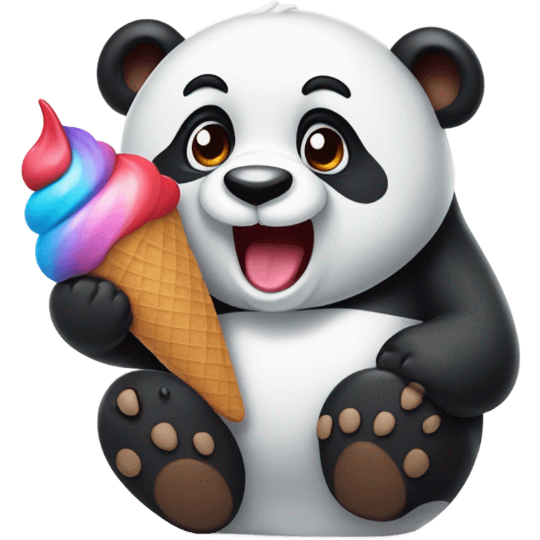 Panda eating ice cream emoji