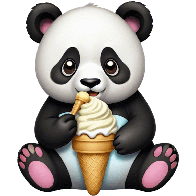 Panda eating ice cream emoji