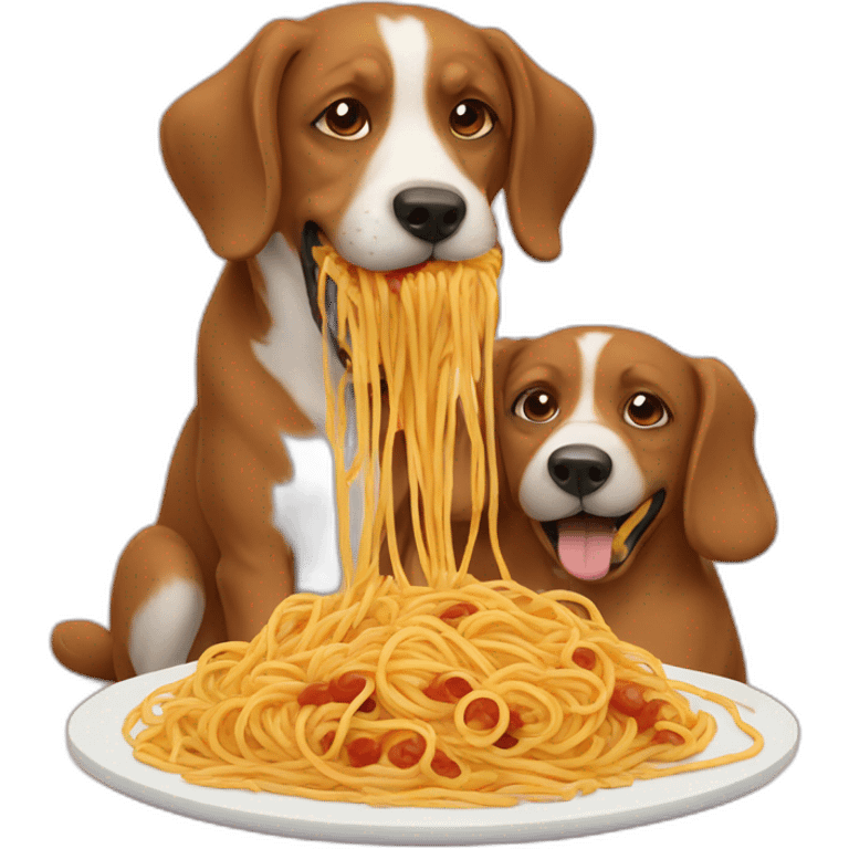 two dogs eat spaghetti emoji