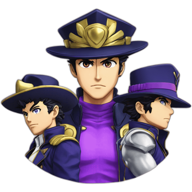 jotaro with his stand star platinum and koichi on his shoulders emoji