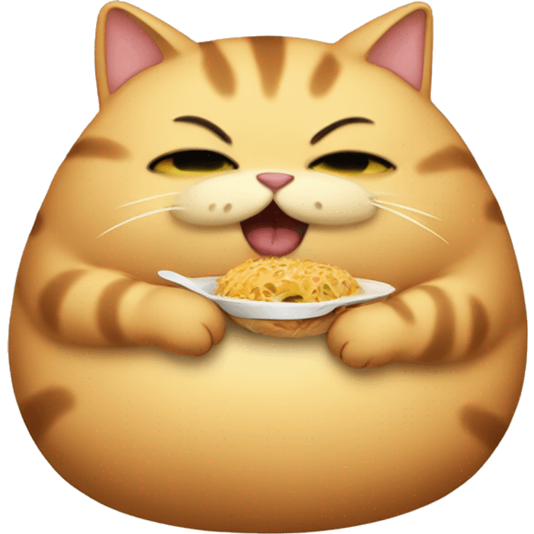 Fat cat eating  emoji