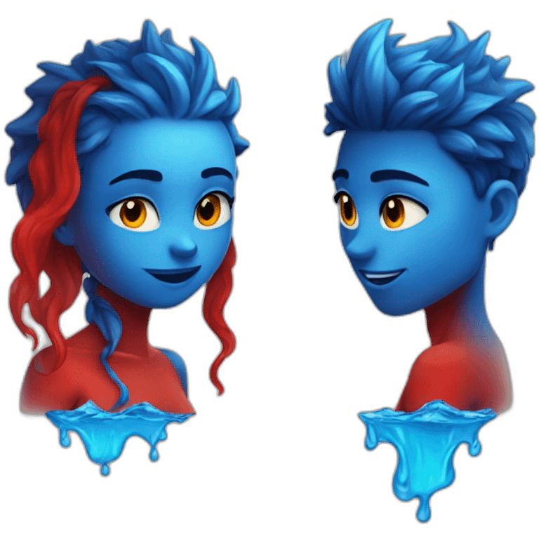 Hot blue fire boy and hot red water girl emoji