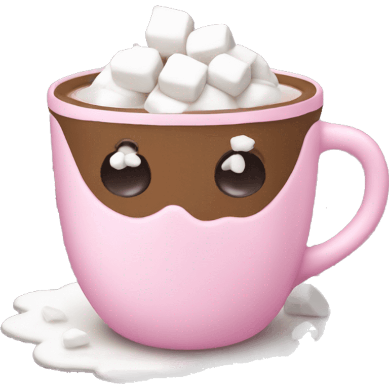 Pink hot cocoa with snowflake marshmallows  emoji