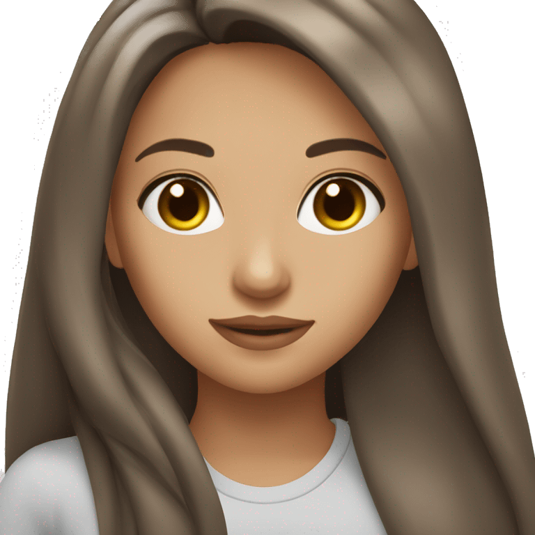 Brunette girl pretty brown eyes long hair emoji