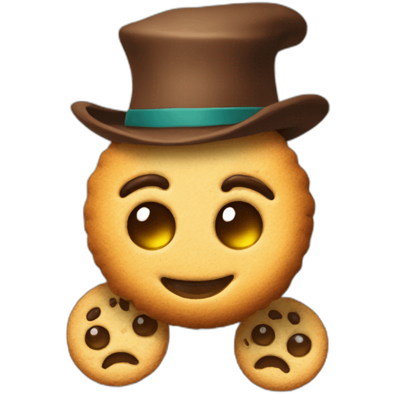 cookie with eyes and a hat emoji