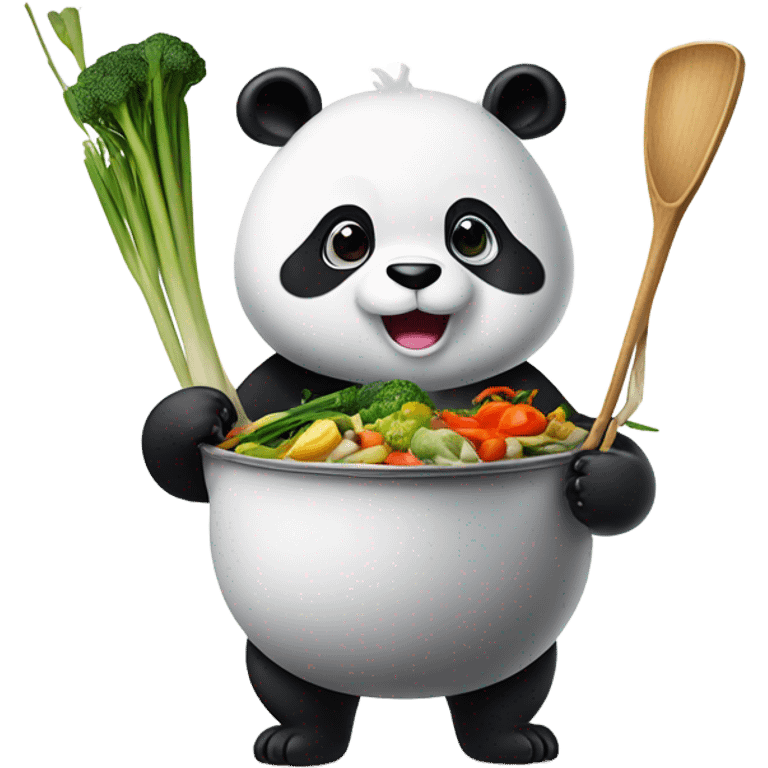 Panda making fried rice emoji