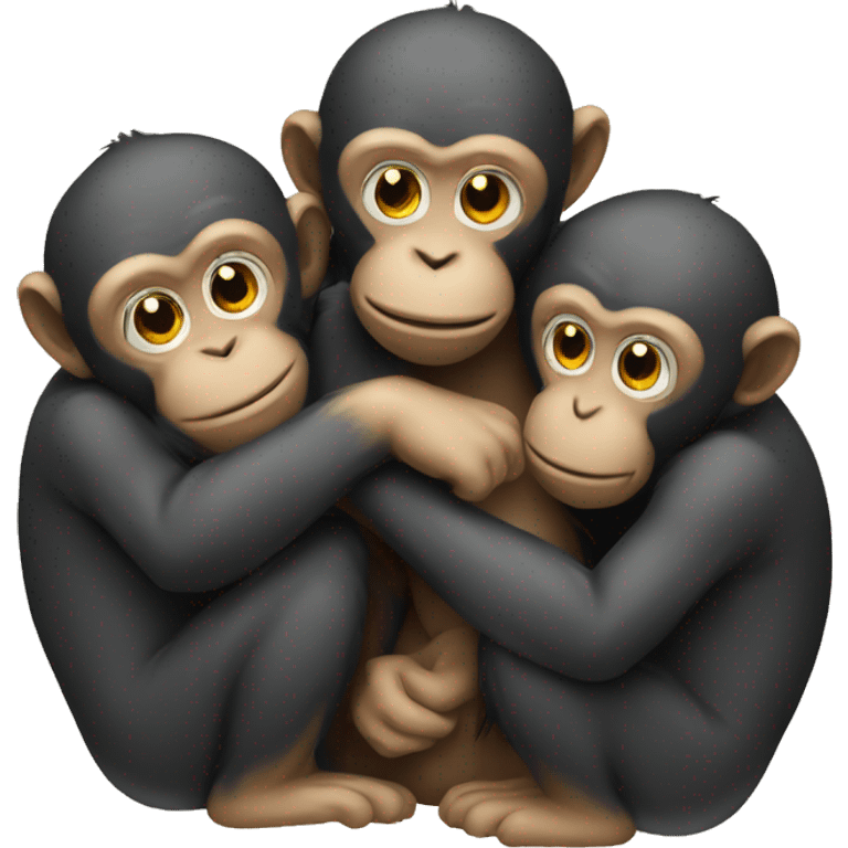 three monkeys hugging  emoji