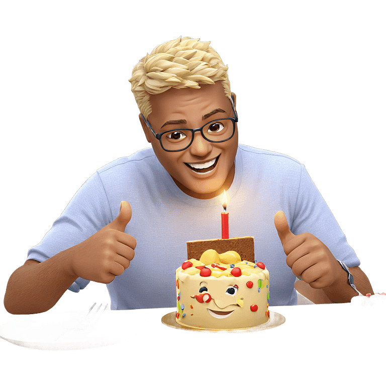 happy boy enjoying birthday cake emoji