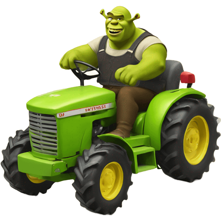 Shrek driving a tractor emoji