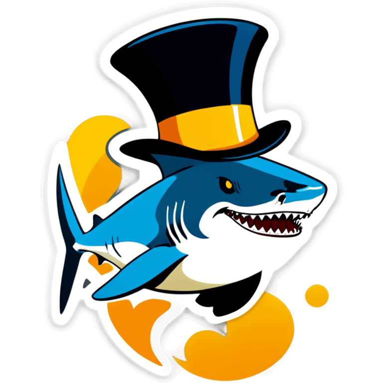 Shark with a top hat emoji