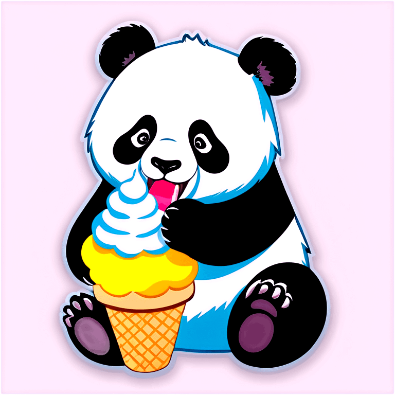 Panda eating ice cream emoji