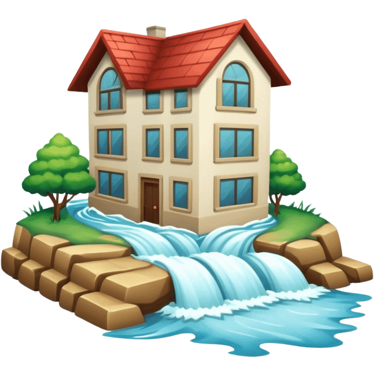 A flood with rushing water and submerged surroundings emoji