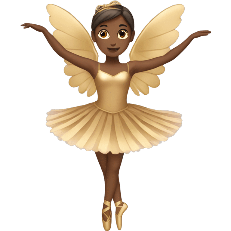  brown ballerina with gold wings emoji