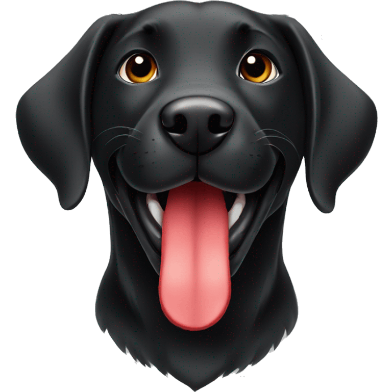 happy puppy black Labrador with red collar emoji