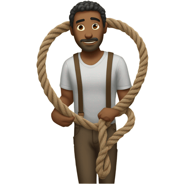 Man holds two rope emoji