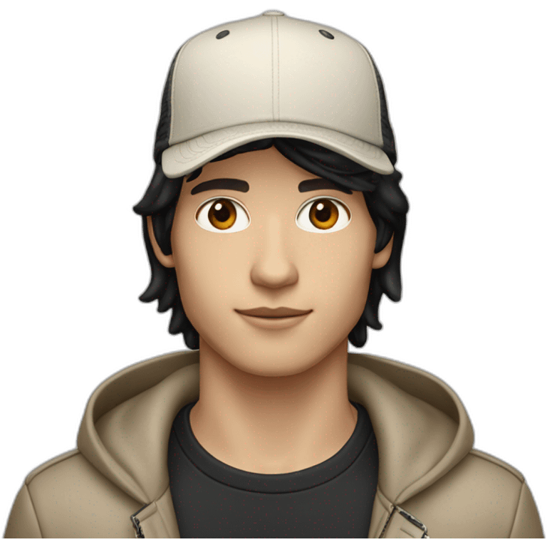 guy with white skin burberry cap and black mid-length hair emoji