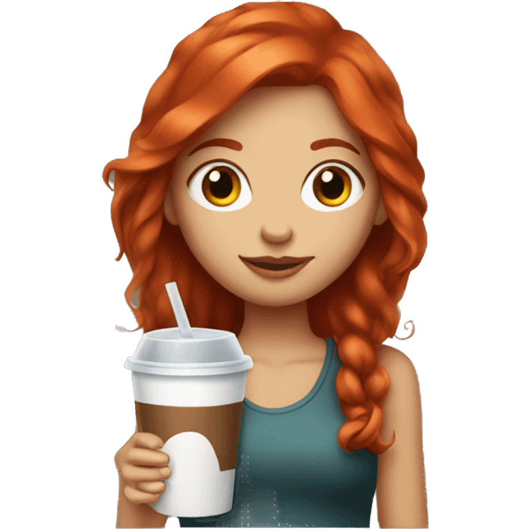 Red head girl with iced coffe emoji