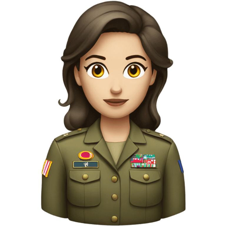 White female brunette army emoji