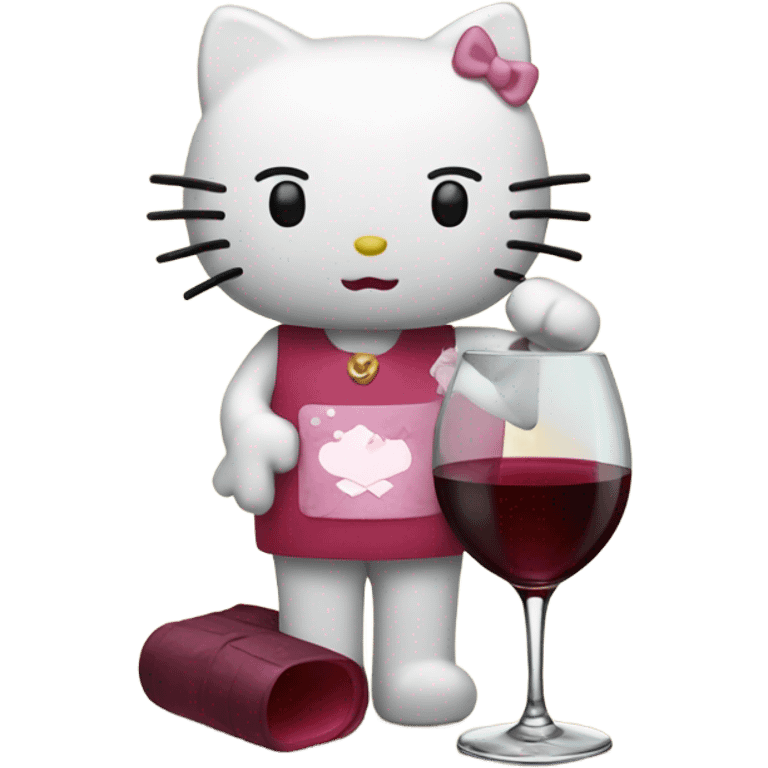 Hello Kitty drinking red wine emoji