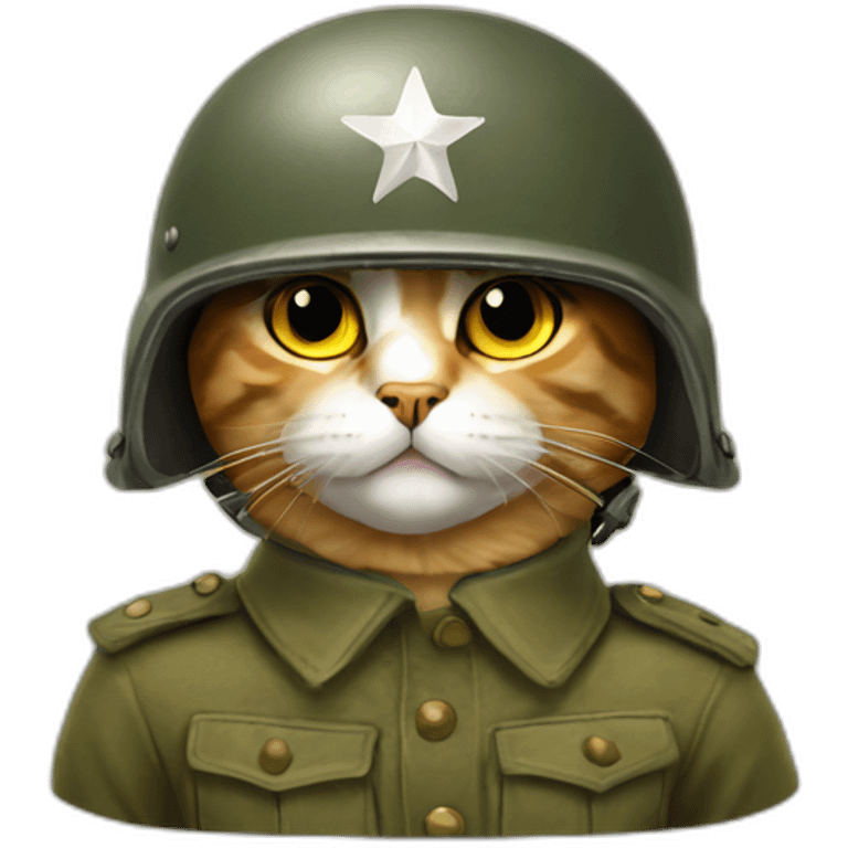 Cat Wearing WW2 Helmet emoji