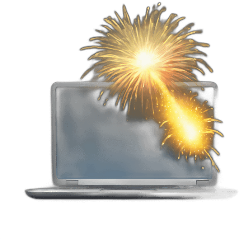 programmer laptop that shoots firework emoji