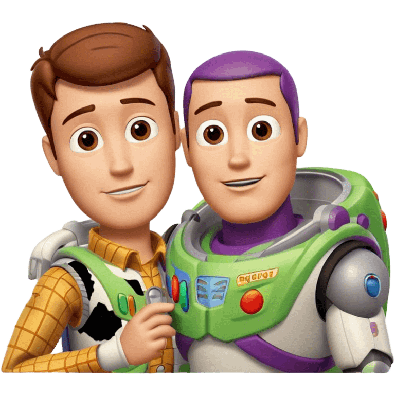 Woody and Buzz lightyear from toy story making sweet  devotion emoji