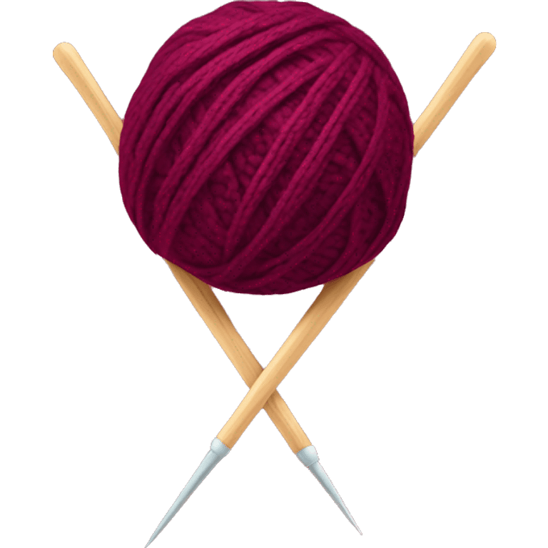 burgundy ball of thread with knitting needles emoji