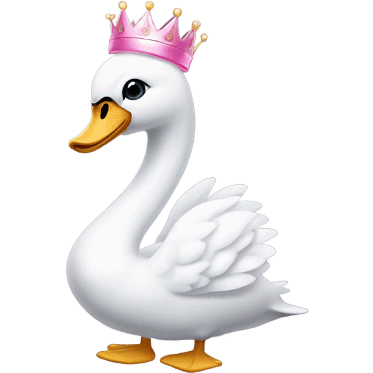 swan with a pink bow and crown coquette emoji