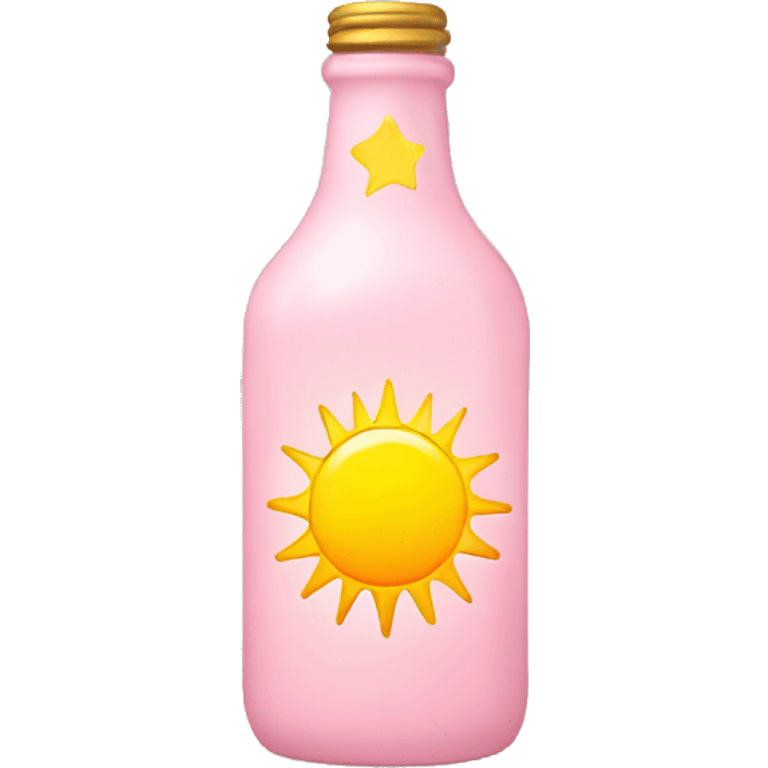 Pale pink bottle with light yellow sun in center emoji