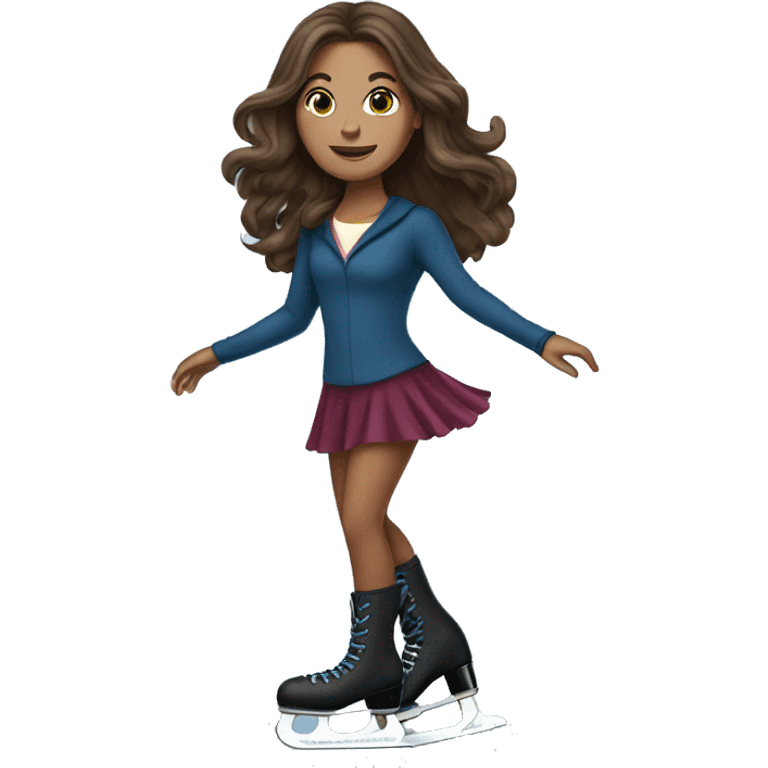 brunette woman with long hair ice skating  emoji