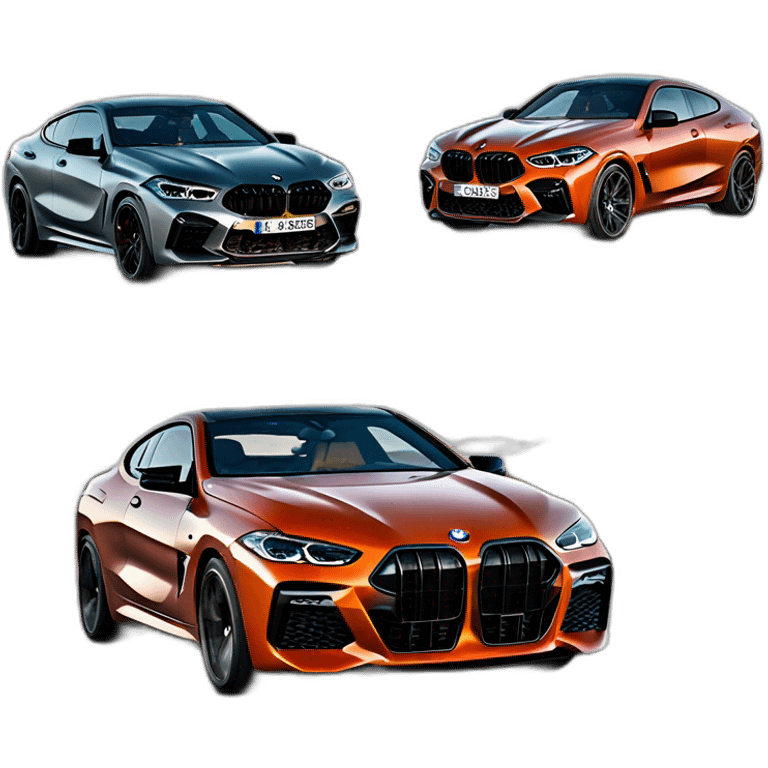 a bmw m8 and a bmw x6 m competition in left emoji