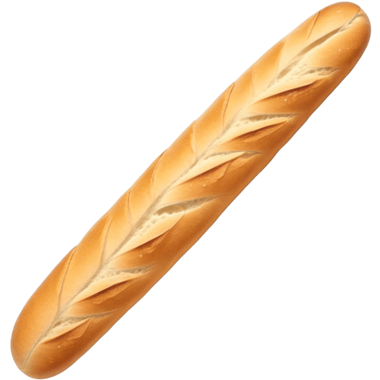 Cinematic Realistic Baguette Bread Emoji, showcasing a long, crusty baguette with a crisp exterior and soft interior rendered with lifelike textures and warm, rustic lighting. emoji