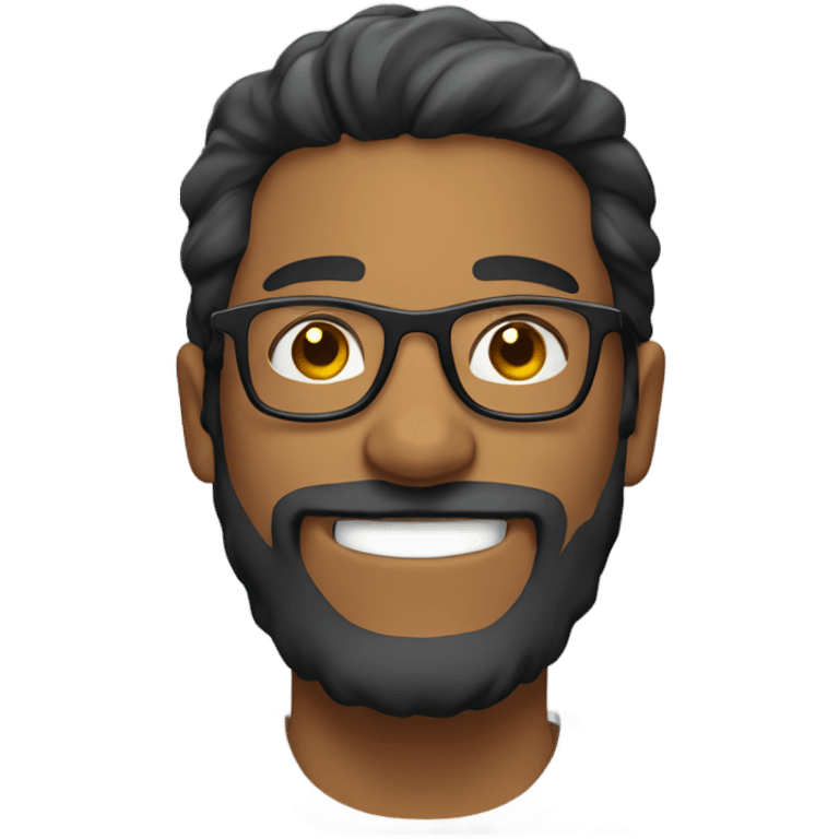 brown man smiling with beard and glasses emoji