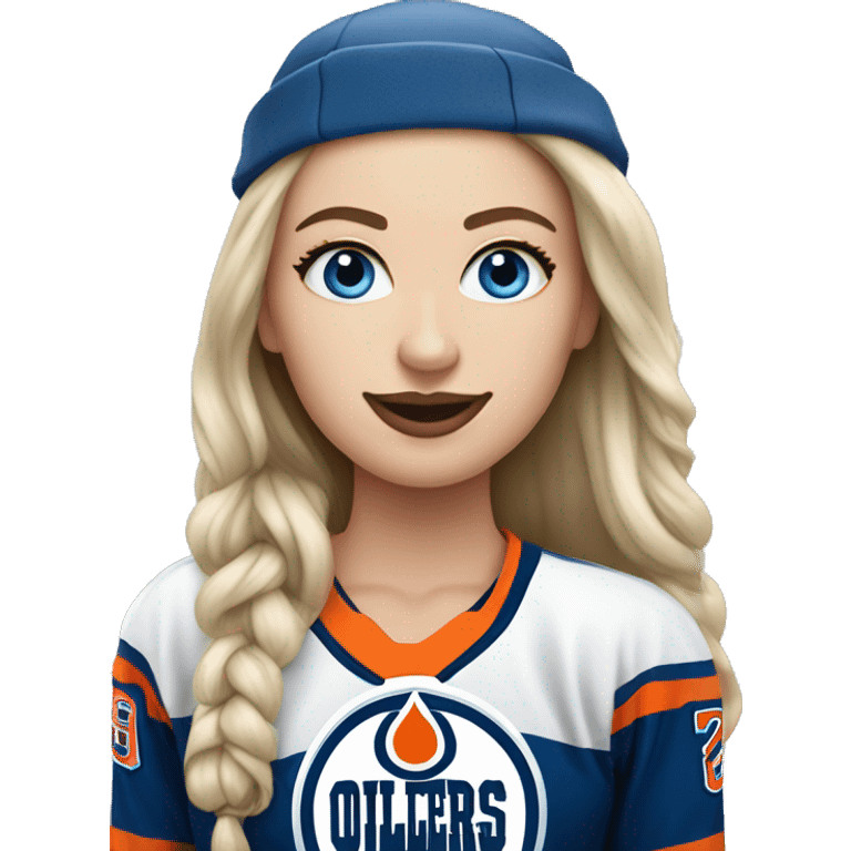 Edmonton oilers nhl blue eyes female fan emoji