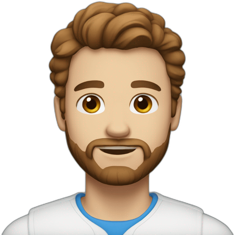 men 26 years old with blue eyes, brown hair and beard emoji