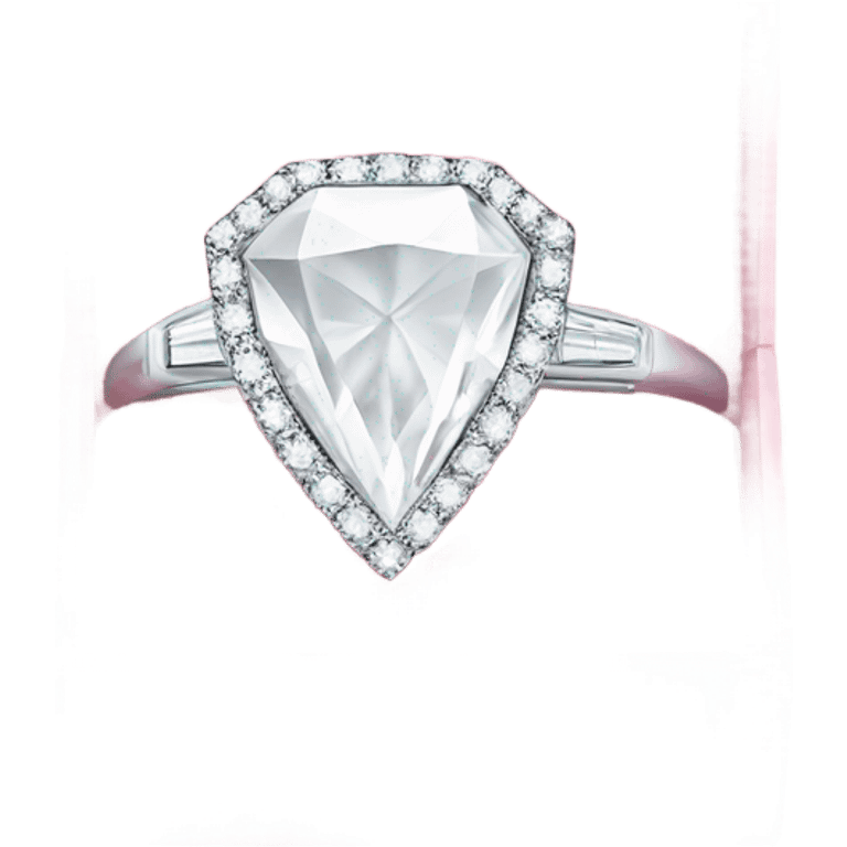 all white diamond ring in light pink box emoji