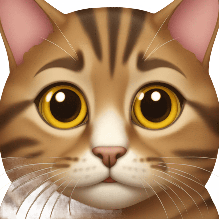 a brown tabby cat that is fat  emoji