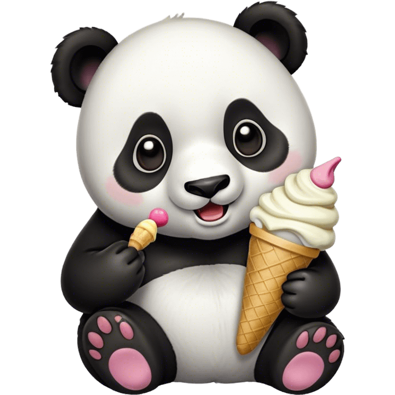 Panda eating ice cream emoji