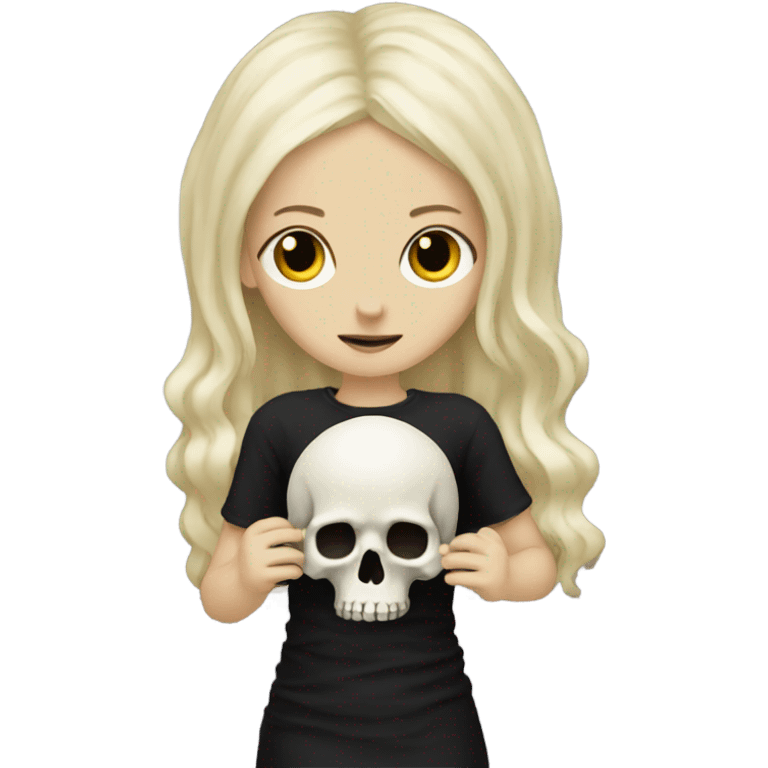 Blonde goth girl holding a skull emoji