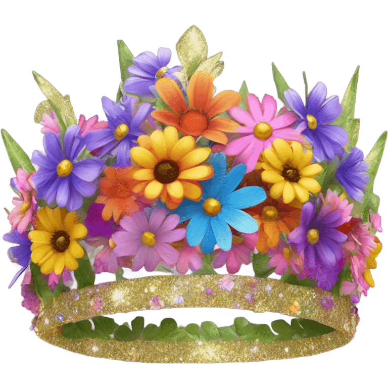 Colorful wildflower crown with glitter  emoji