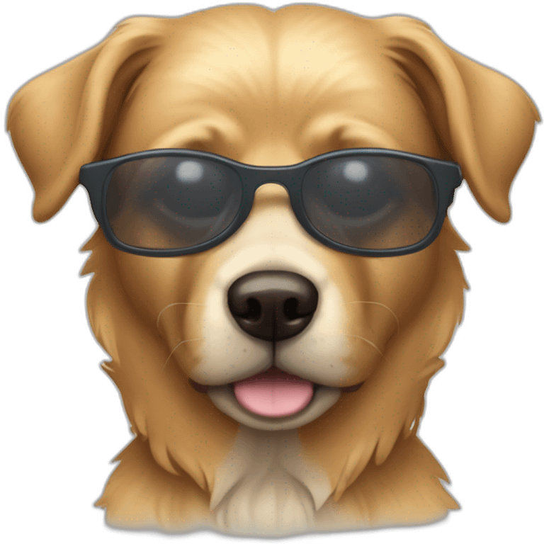 Chien avec une doudoune et des lunettes emoji