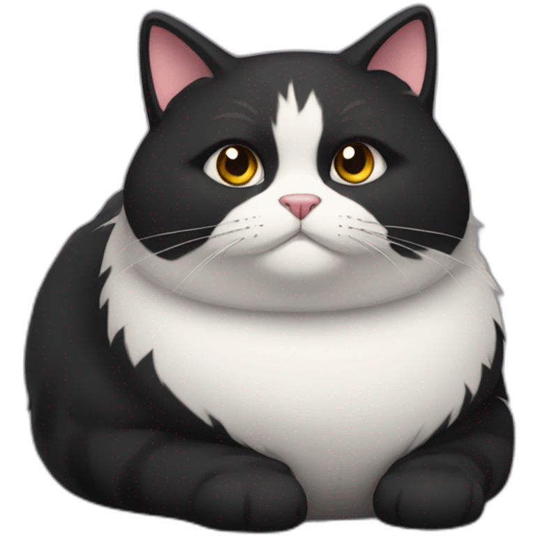 fat furry all black cat emoji