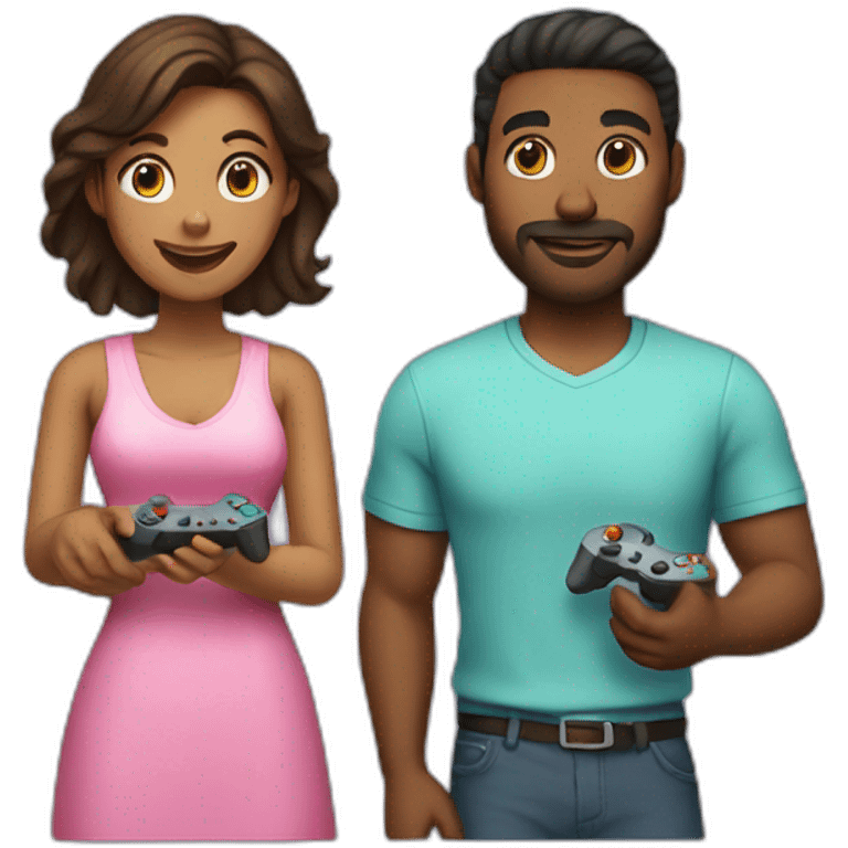 couple playing video game together emoji